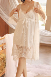 French Lace Suspender Nightdress Two Piece Set