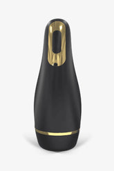 Black and gold Myvelvettouch Automatically Electric Aircraft Masturbator Cup on a white background
