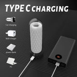 Myvelvettouch Heated Masturbation Cup with Type C charging cable on a textured black background