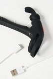Black Myvelvettouch Rabbit Couple Vibrating Cock Ring with a USB cable on a white background