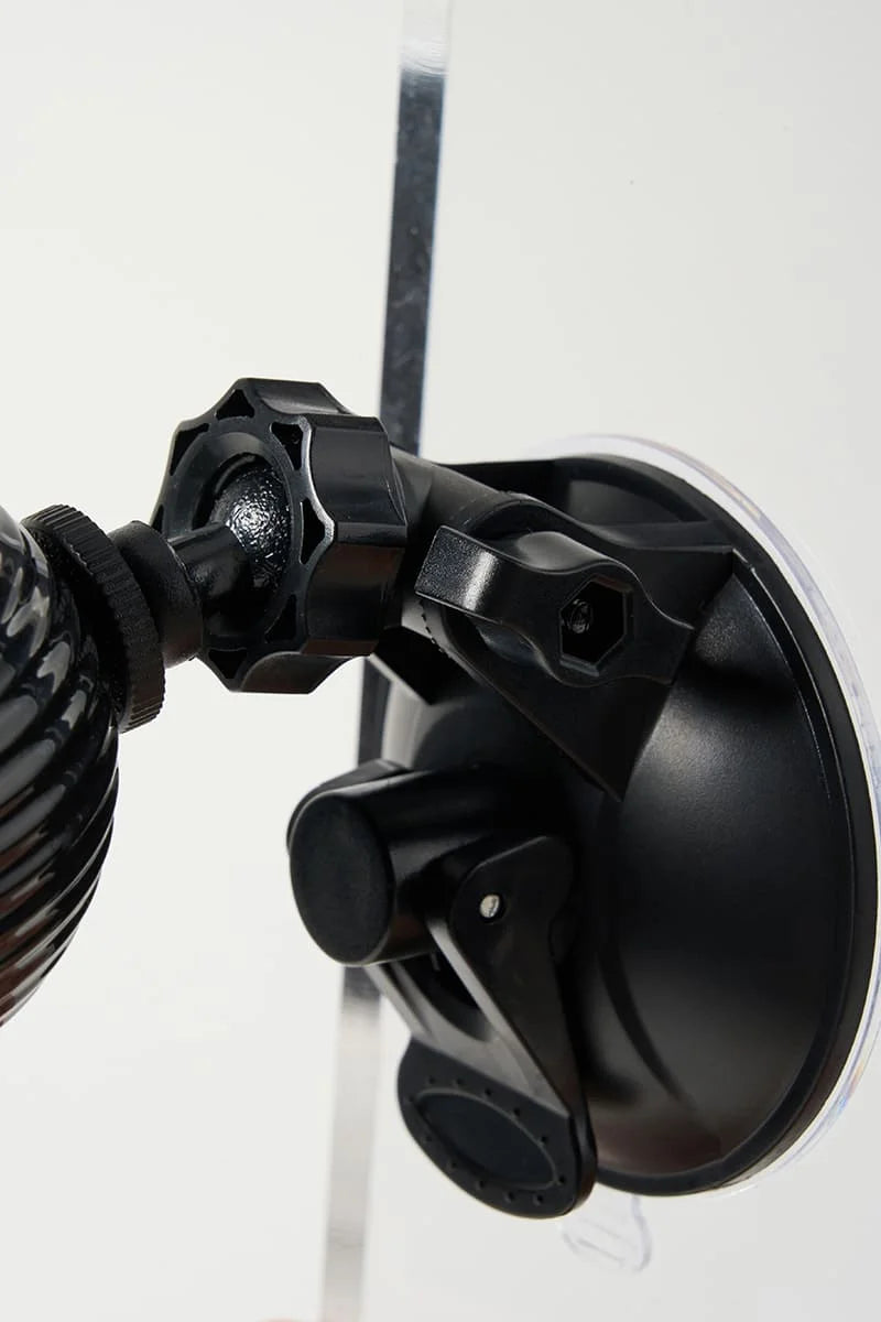 Black suction cup of Myvelvettouch Suction Cup Vibrating Dildo with Thrusting and Remote Control mount on a white background