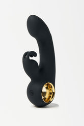 Black & Gold Dual-Stimulation Vibrator – Elegant Rabbit Design, Dual Motor Pleasure, Waterproof & Rechargeable