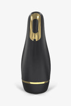 Black and gold Myvelvettouch Automatically Electric Aircraft Masturbator Cup on a white background