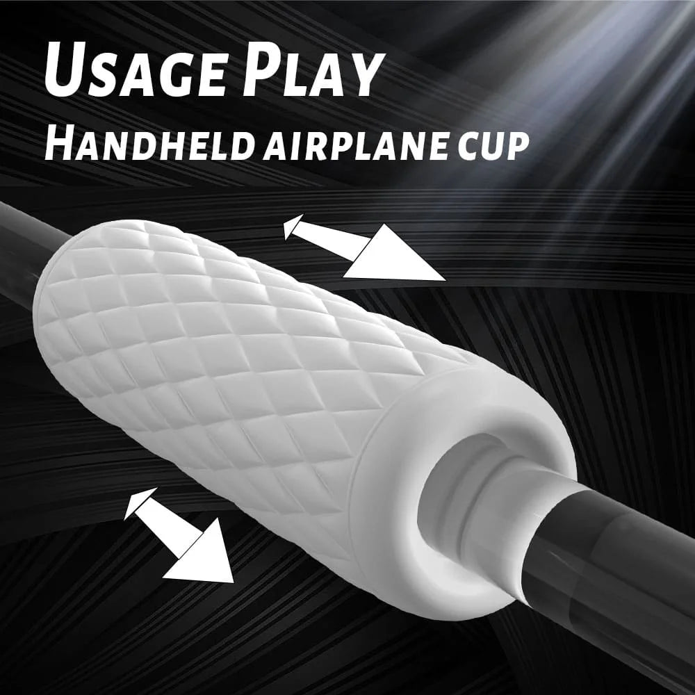 Myvelvettouch Heated Masturbation Cup with quilted design on a black background