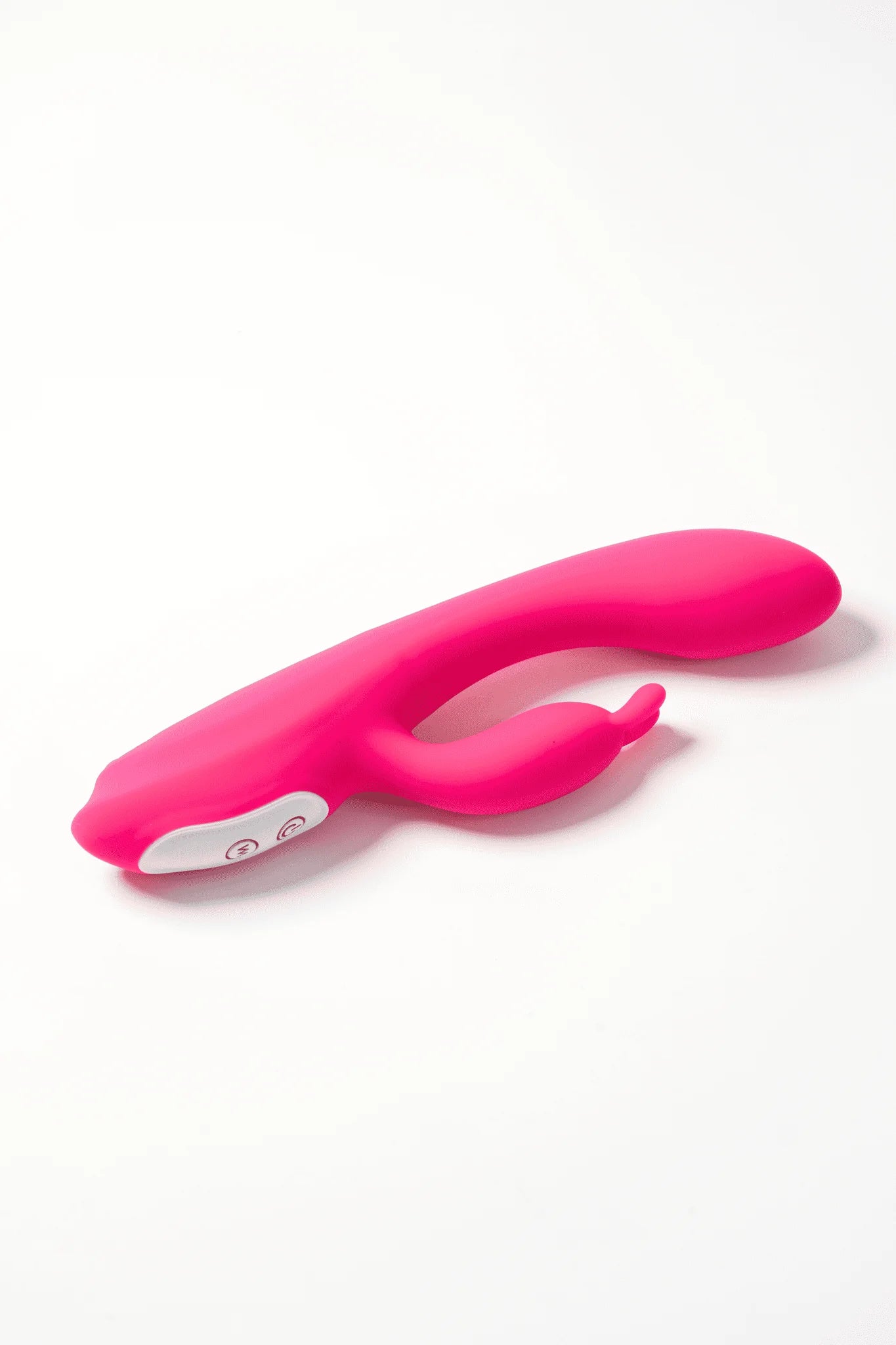 Pink Myvelvettouch Heated Rabbit Vibrator on a white background