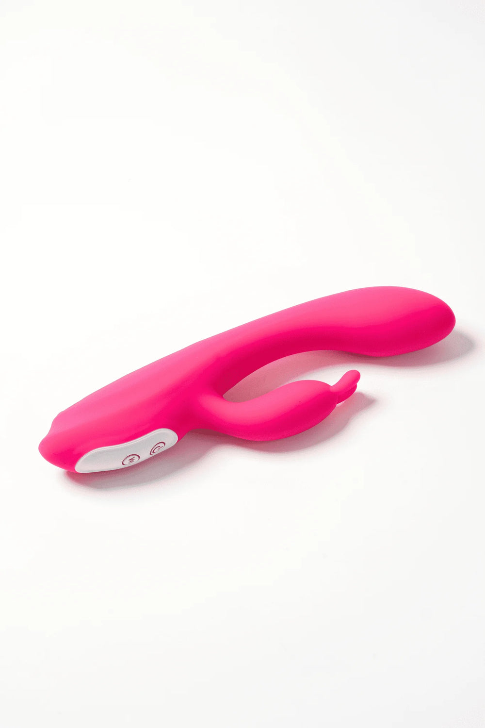 Pink Myvelvettouch Heated Rabbit Vibrator on a white background