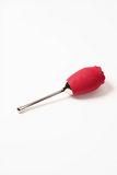 Myvelvettouch Rose Vibrator with Tongue Licking and Clitoral Stimulation with metal handle on a white background