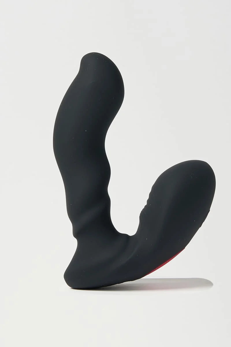 Black silicone Myvelvettouch Unisex Prostate Vibrator on a white background
