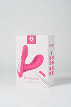 Myvelvettouch Women’s Thin Wearable Vibrator and Remote Control on a white box with branding and text.