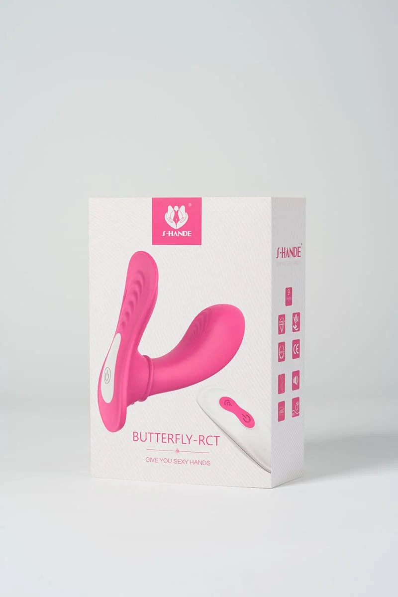 Myvelvettouch Women’s Thin Wearable Vibrator and Remote Control on a white box with branding and text.
