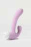 Purple and white Rabbit 3-in-1 Tapping and Sucking Vibrator on a light gray background