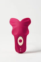 Pink and white Myvelvettouch Remote control sex toys Panty Vibrator device on a light gray background