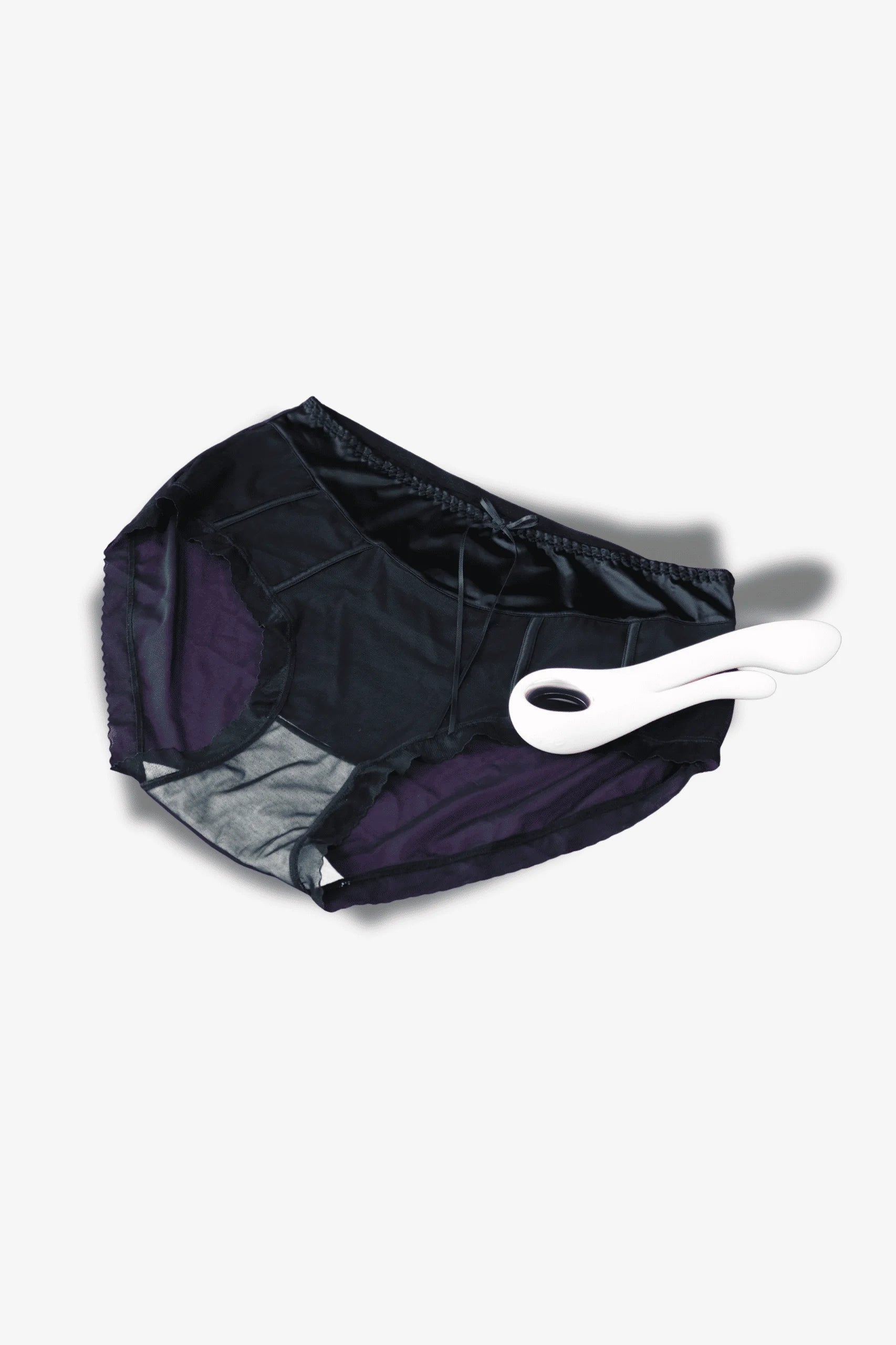 Black Satin Tummy Control Briefs on a white background Main image