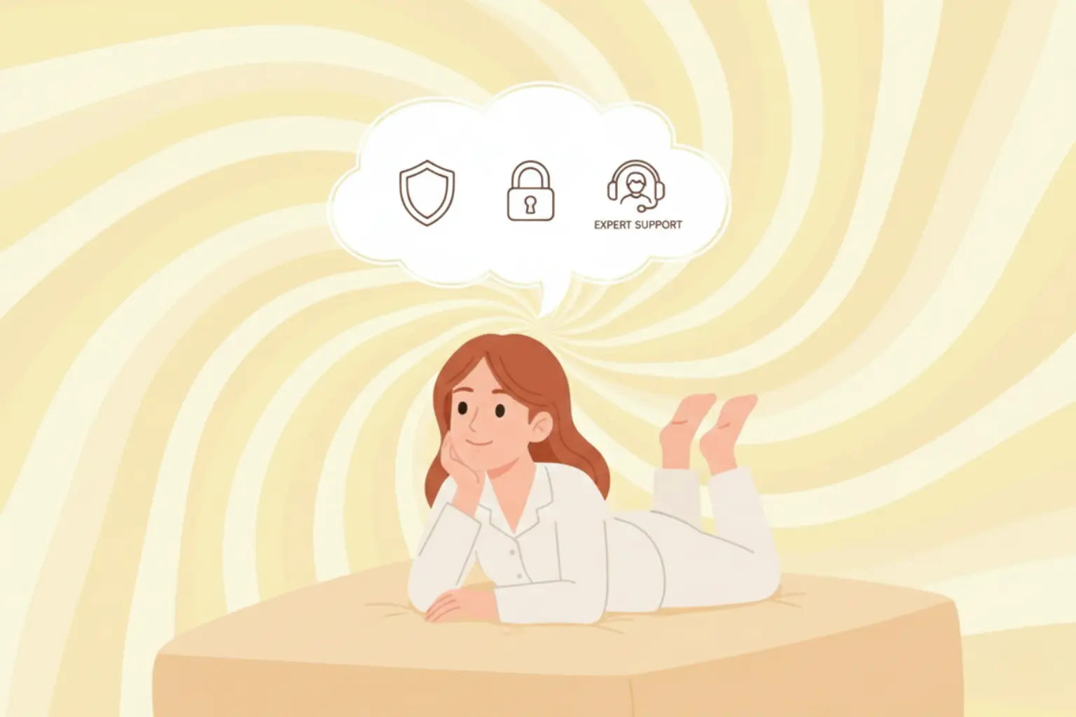 Abstract design with wavy lines in beige, pink, and brown on a white background