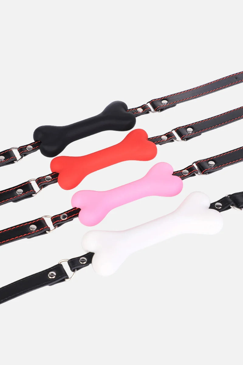 Silicone Bone Gag with Adjustable Strap on a white background. Main image